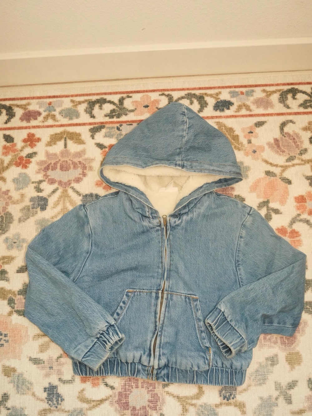 Cat & Jack Light Blue Denim Hooded Jacket with Sherpa